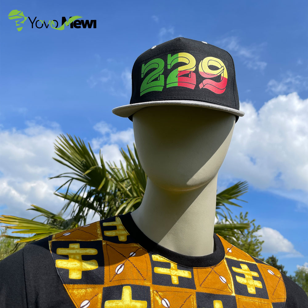 Casquette 229 , chapeau 229 du bénin , vert jaune rouge ,casquette Visière plate