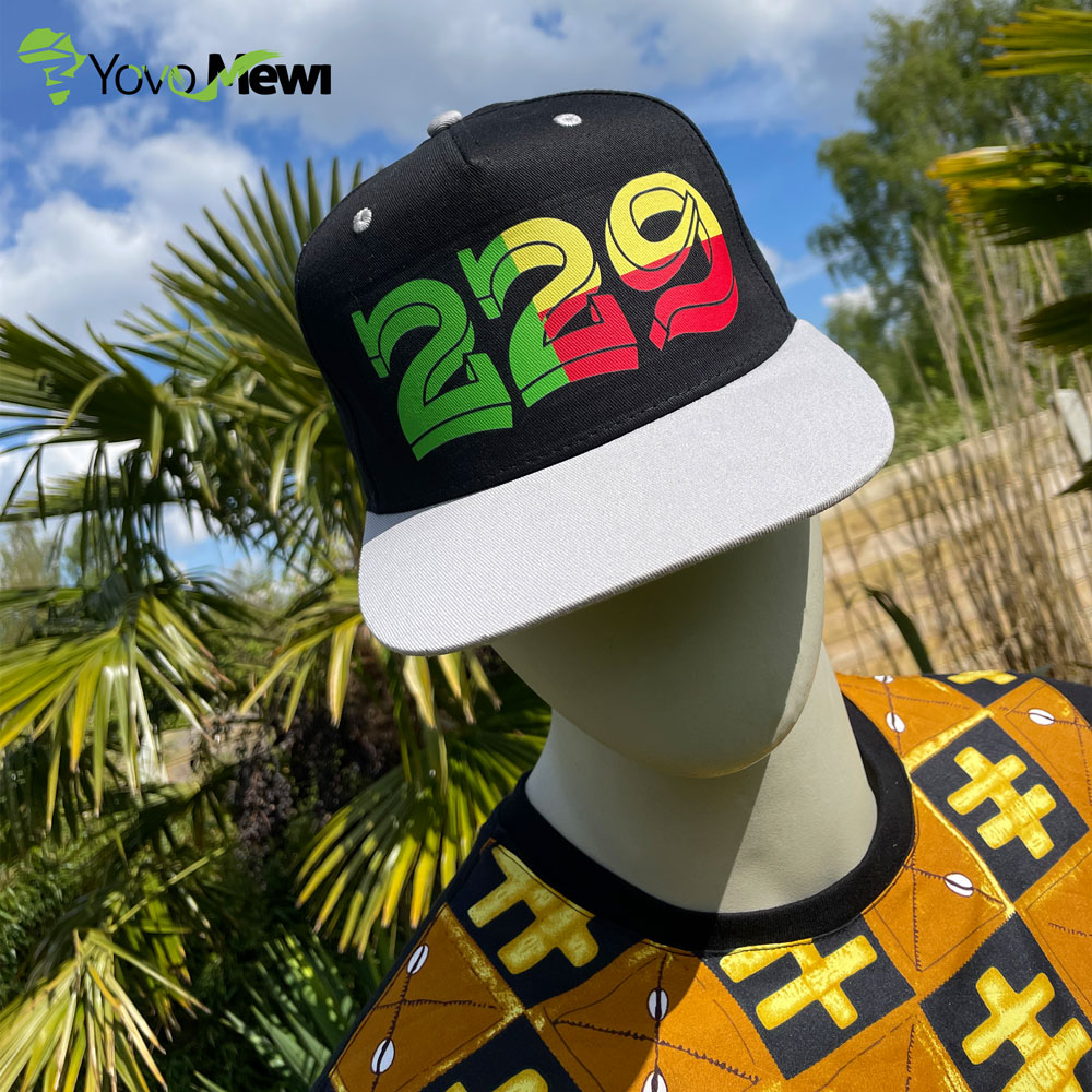 Casquette 229 , chapeau 229 du bénin , vert jaune rouge ,casquette Visière plate