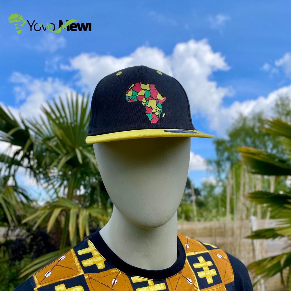 Casquette carte d'Afrique vert jaune rouge, chapeau, casquette Visière plate