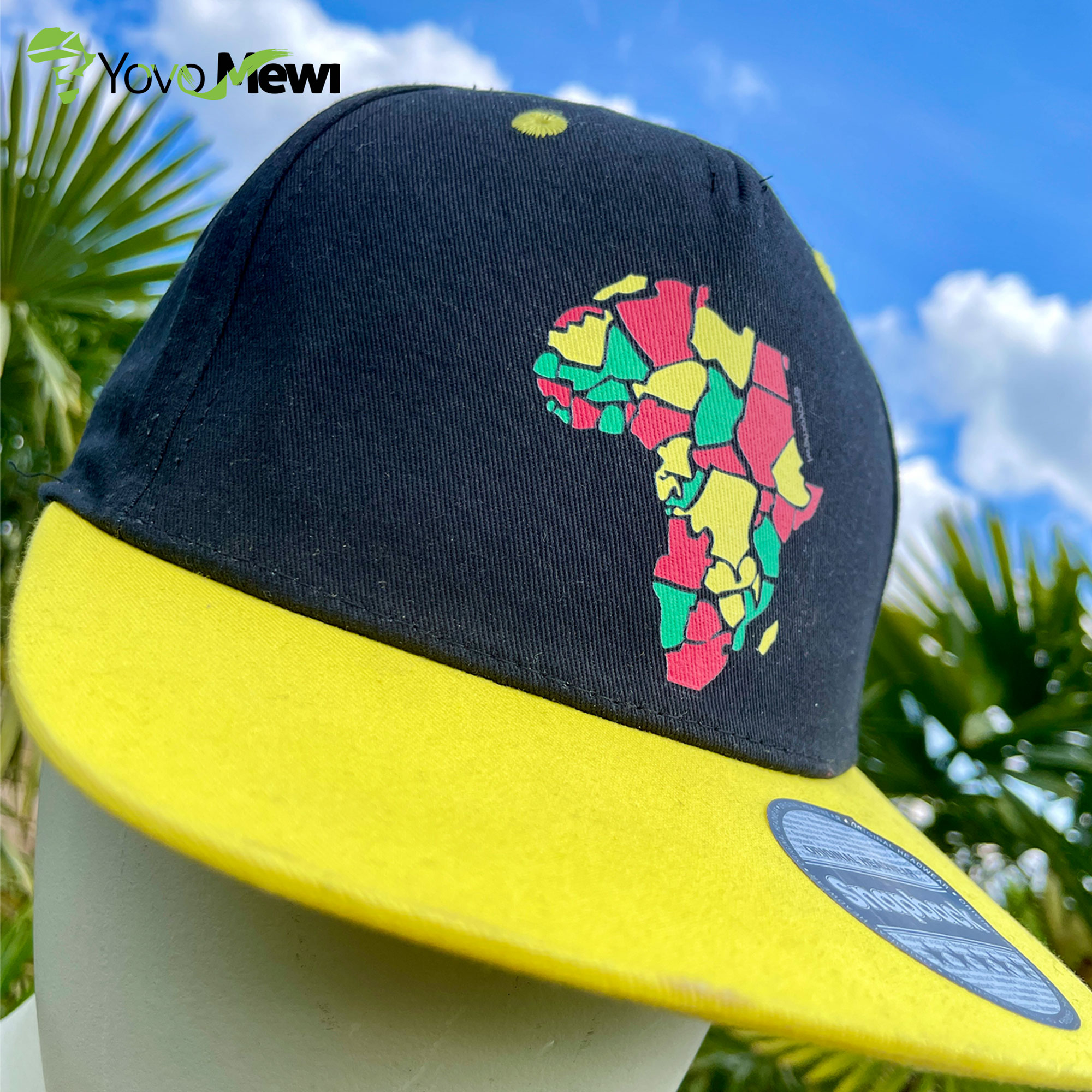 Casquette carte d'Afrique vert jaune rouge, chapeau, casquette Visière plate