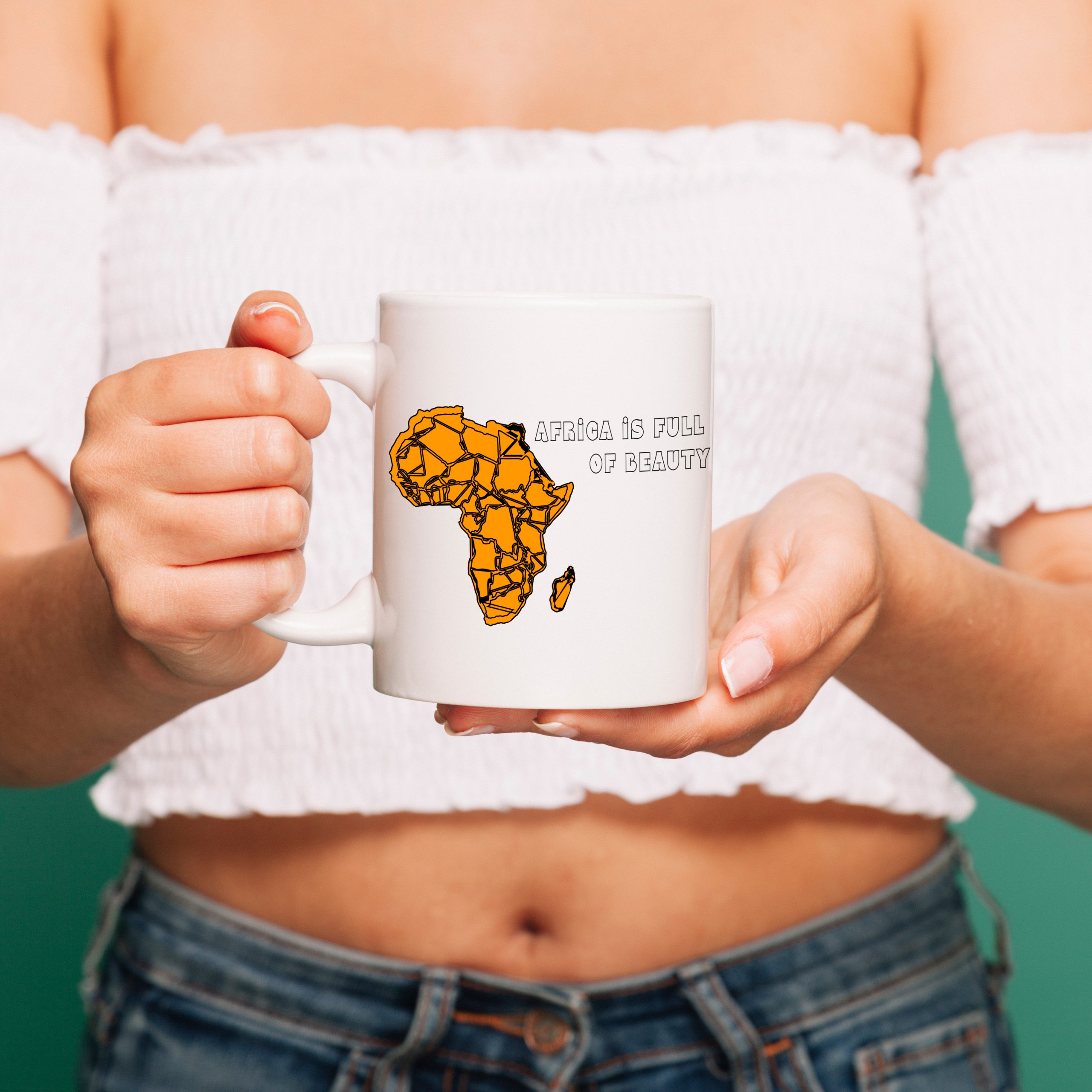 Mug Céramique Africa is full of beauty continent africain, carte d'Afrique orange