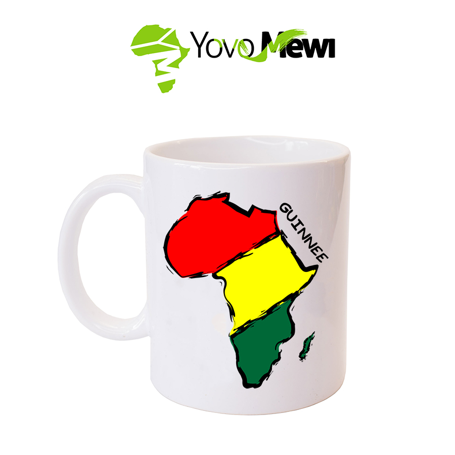 Mug Céramique carte d'Afrique Guinée / motif carte d'Afrique / vert jaune rouge