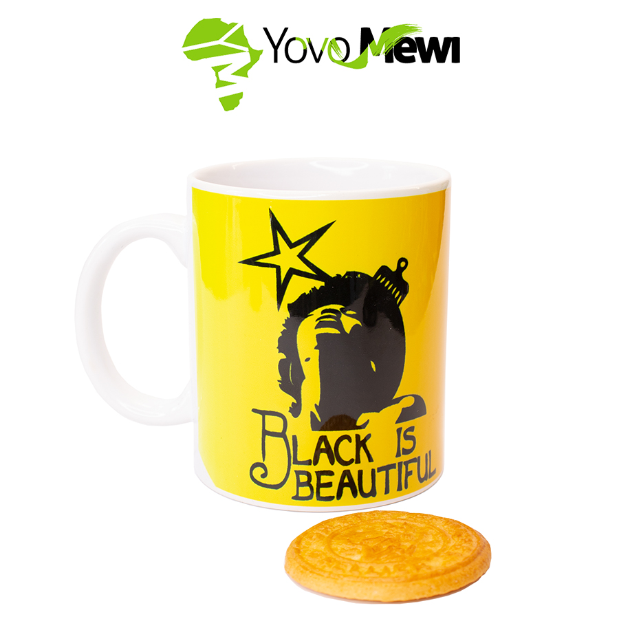 Mug Céramique BLACK IS BEAUTIFUL peigne afro orange vert