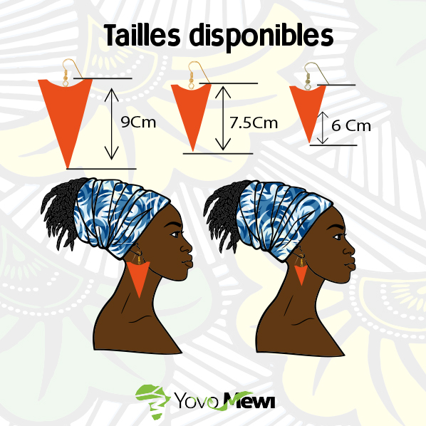 Boucles d'oreilles en tissu madras, forme triangle jaune orange rouge, bijoux en madras  n. 222