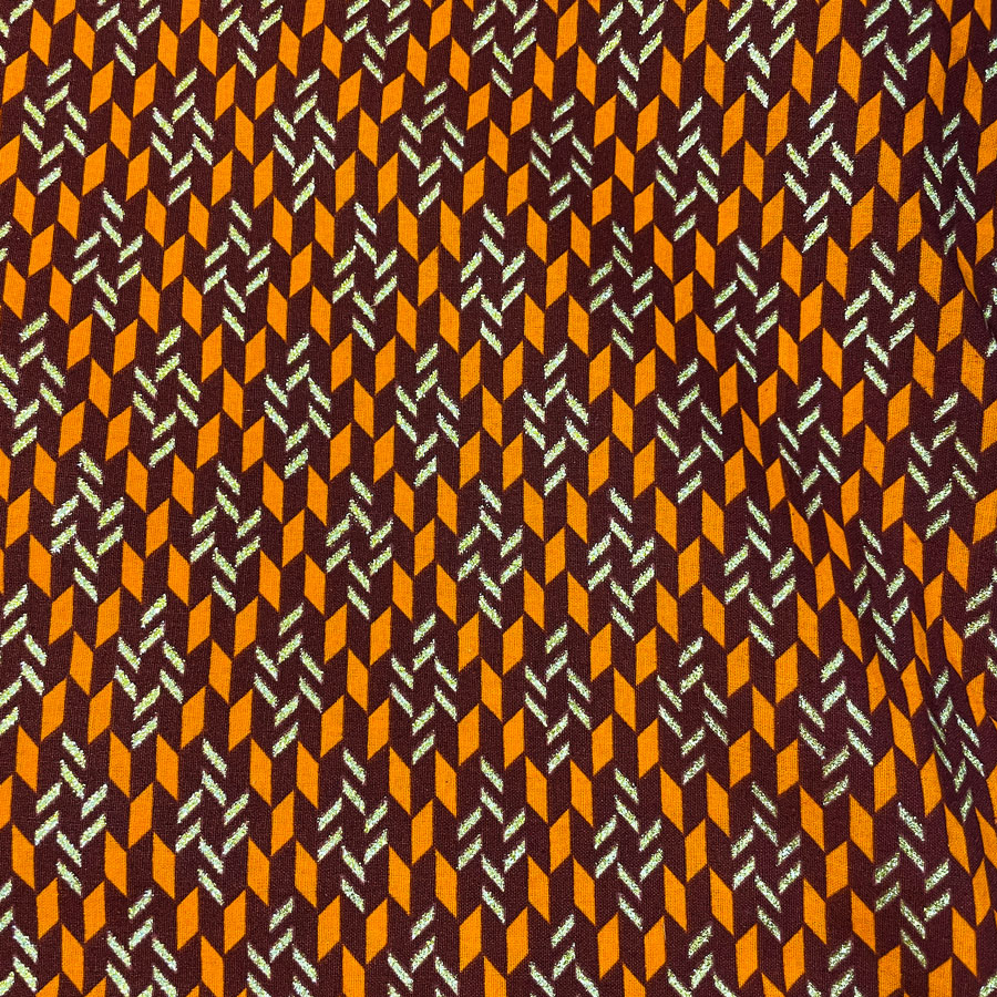 Boucles d'oreilles triangle en wax orange doré, idée cadeau, bijoux wax ,N° 219