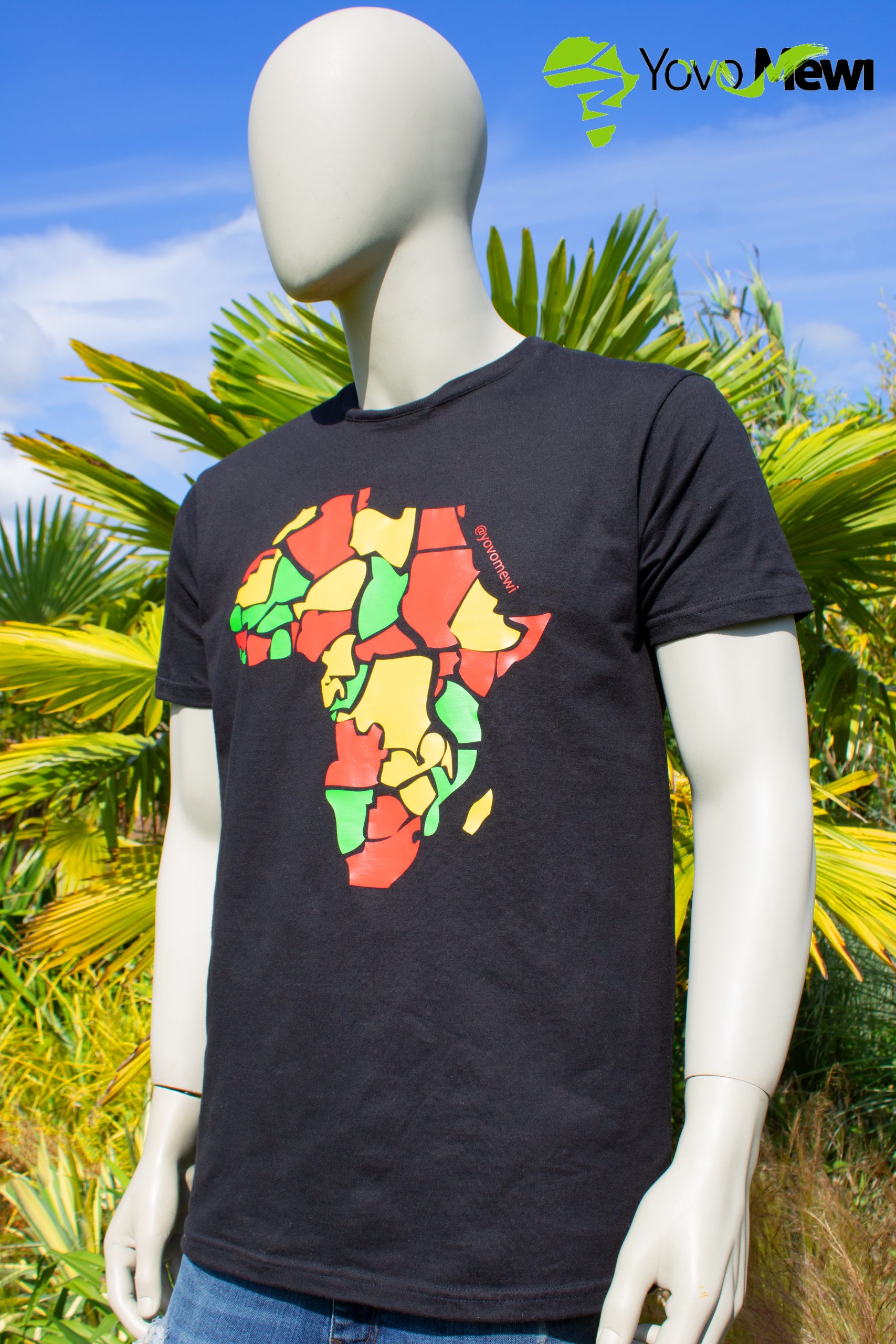 Tee-shirt carte Afrique couleur marron, Flocage Vert, Jaune, Rouge , t-shirt mixte