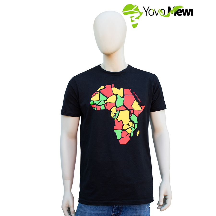 Tee-shirt carte Afrique couleur marron, Flocage Vert, Jaune, Rouge , t-shirt mixte