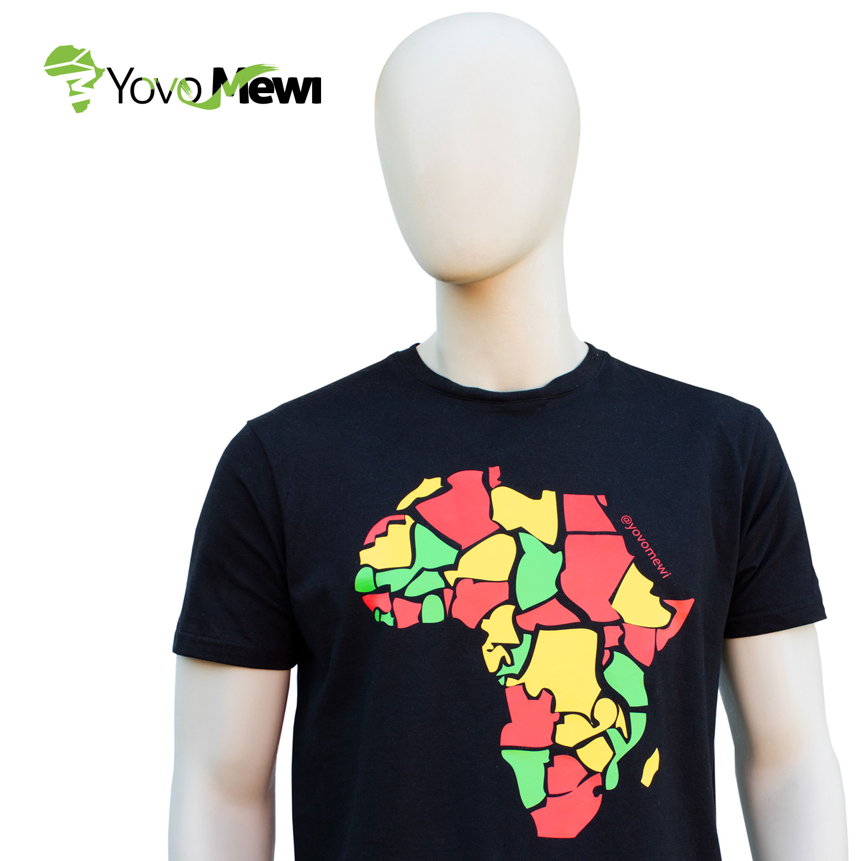 Tee-shirt carte Afrique couleur marron, Flocage Vert, Jaune, Rouge , t-shirt mixte