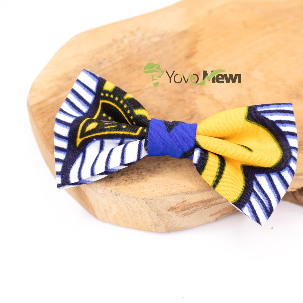 Barrette à cheveux nœud papillon en tissu Wax fleurs de mariage, noir jaune bleu , pince à cheveux, n.6