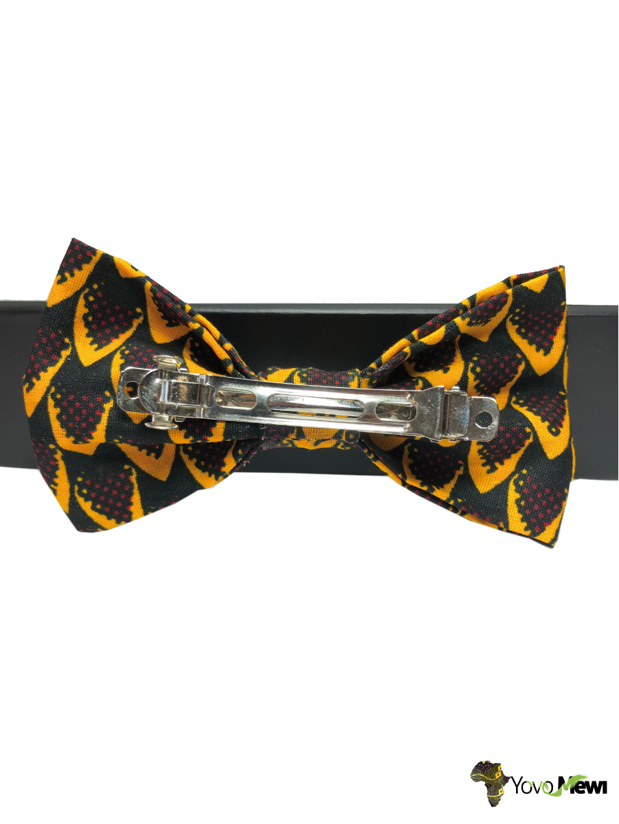 Barrette à cheveux nœud papillon en tissu Wax écaille de poisson, noir jaune, pince à cheveux, n.20