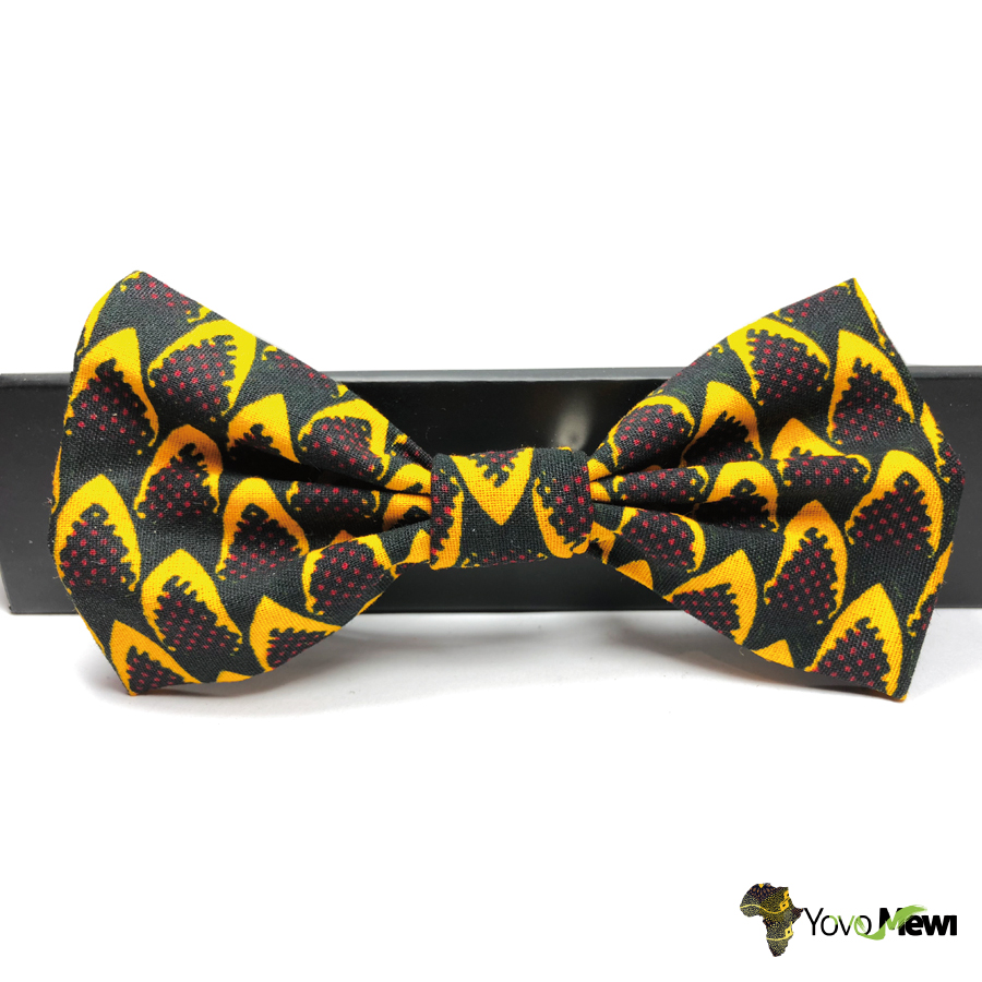 Barrette à cheveux nœud papillon en tissu Wax écaille de poisson, noir jaune, pince à cheveux, n.20