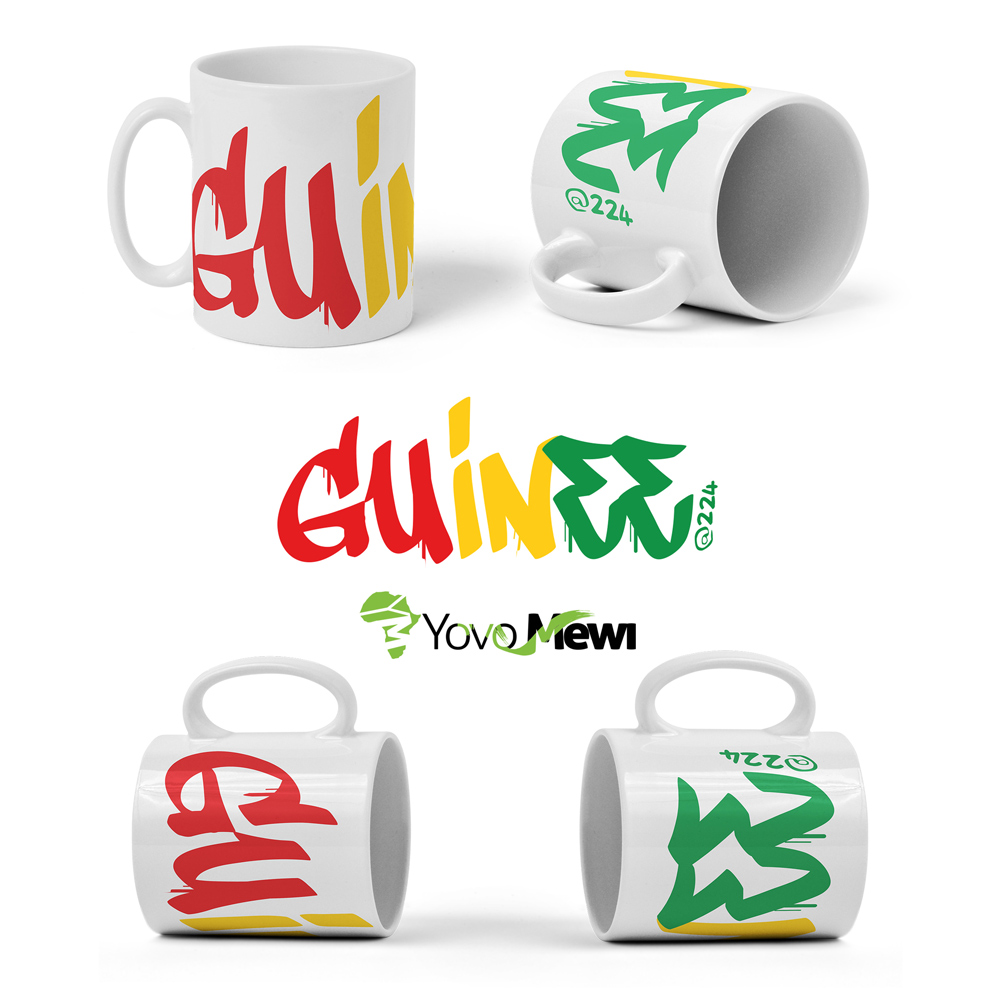 Mug Guinée 224 en Céramique, tasse à thé Guinée  art moderne, multicolore