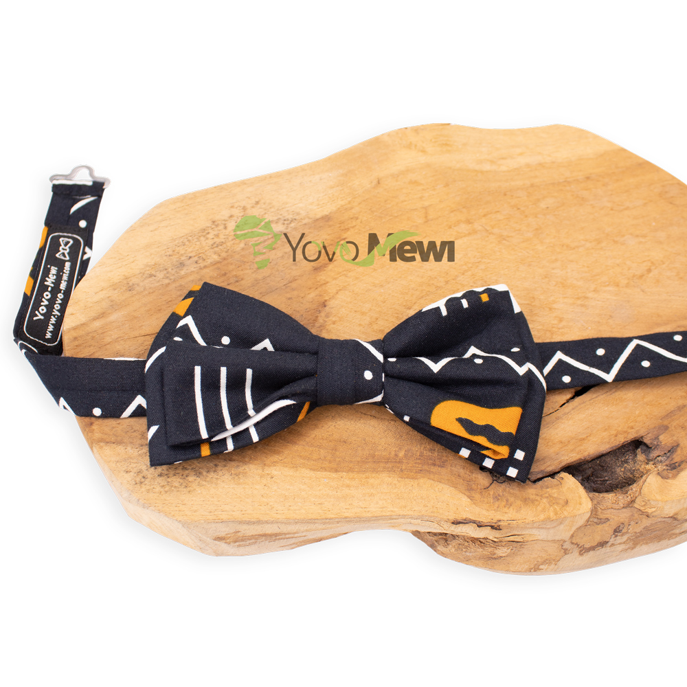 Nœud Papillon en tissu wax bogolan, Mariage, cérémonie, marron noir, idée cadeau mariage