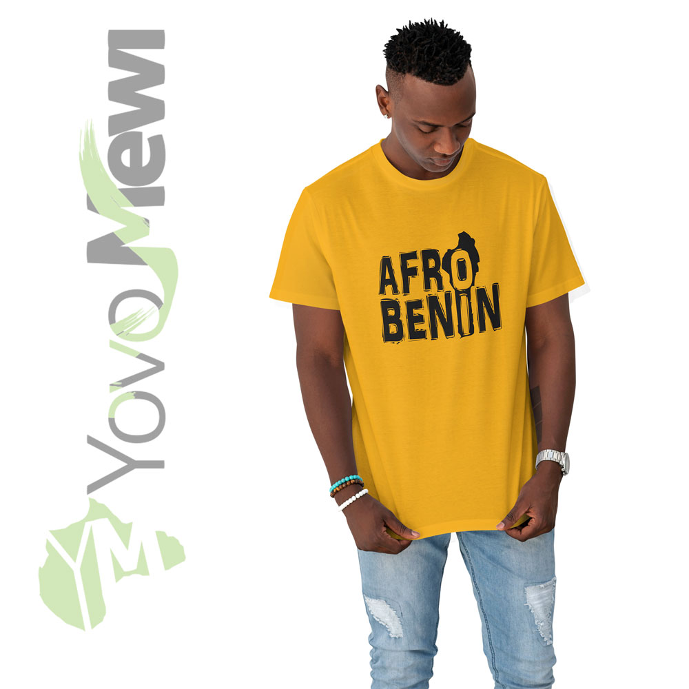 Tee-shirt Noir AFRO BÉNIN - Flocage Orange