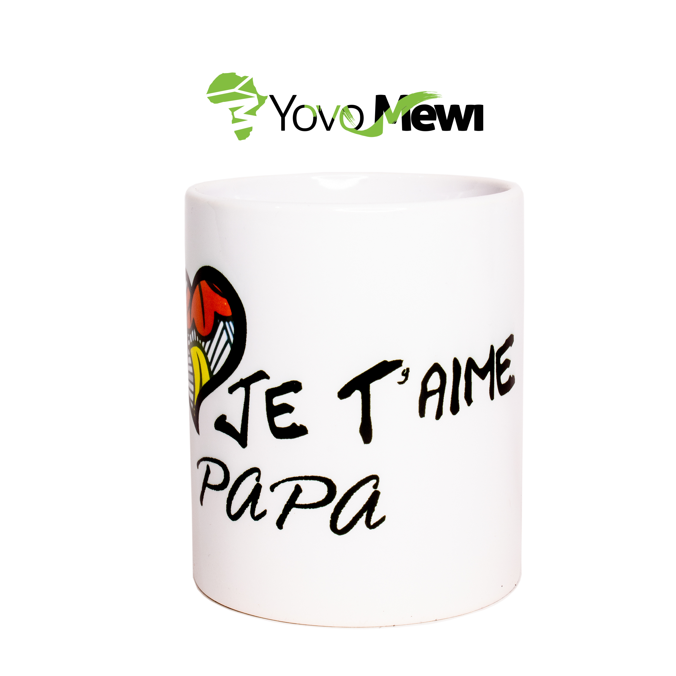 Mug "Je t'aime papa" motif coeurs en wax fleurs de mariage tasse céramique, mug personnalisable