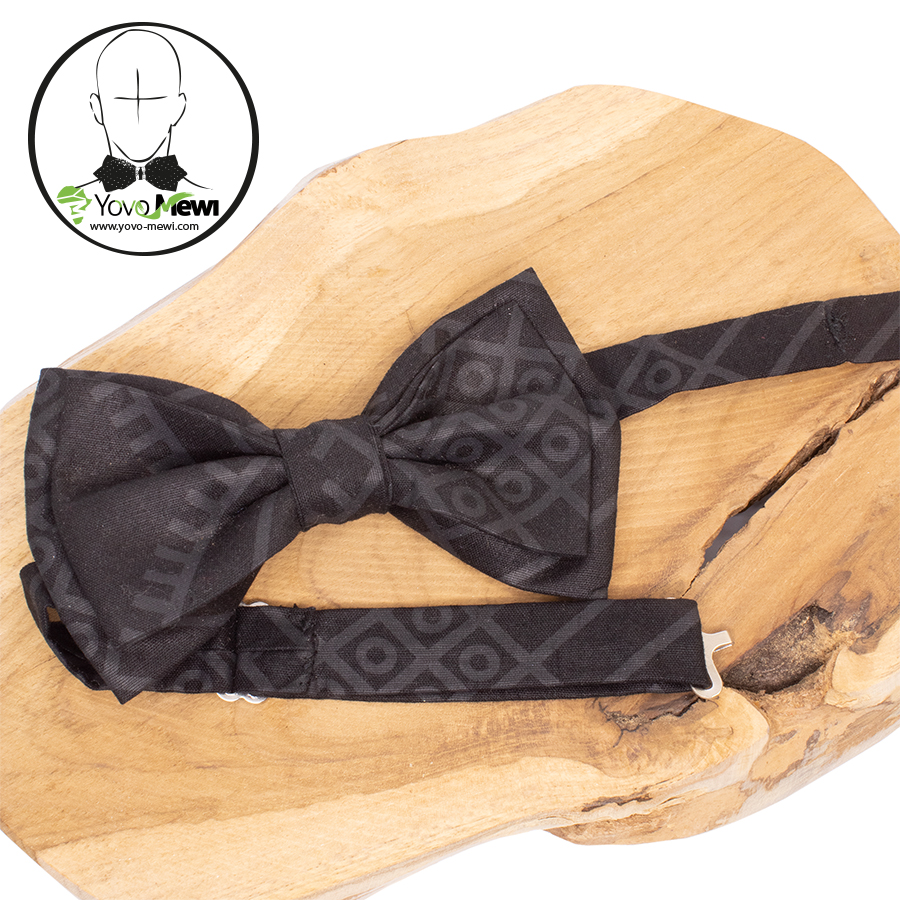 Nœud papillon, pochette de costume, tissu wax noir, accessoire de Mariage