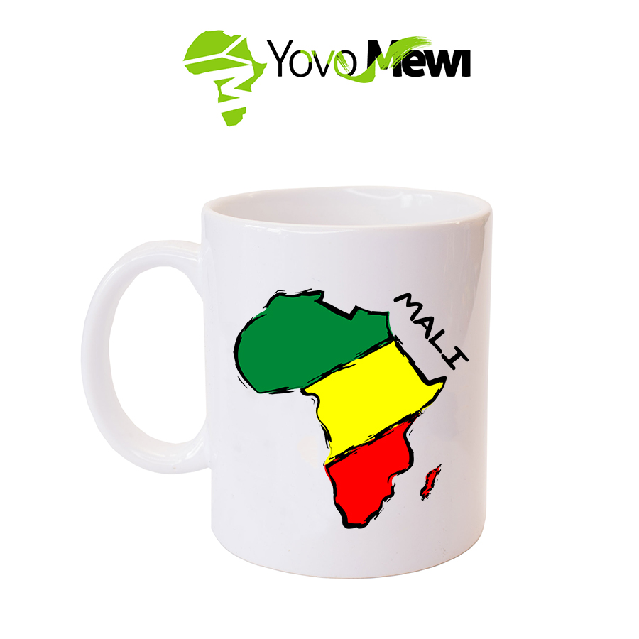 Mug Mali motif carte d'Afrique au couleurs du Malien,  tasse céramique, mug personnalisable