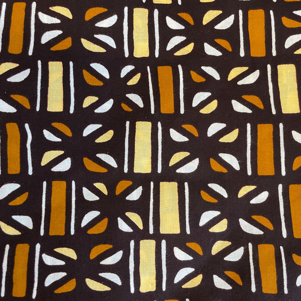 Tee-shirt afrique en tissu wax bogolan, coupe femme, jaune marron
