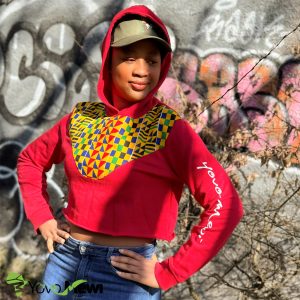 Crop top rouge  en tissu Wax kenté jaune rouge bleu  tendance , sweat crop top