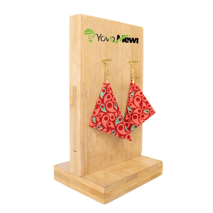 Boucles d'oreilles en tissu wax rose , forme triangle, bijoux wax  n.122