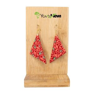 Boucles d'oreilles en tissu wax rose , forme triangle, bijoux wax  n.122