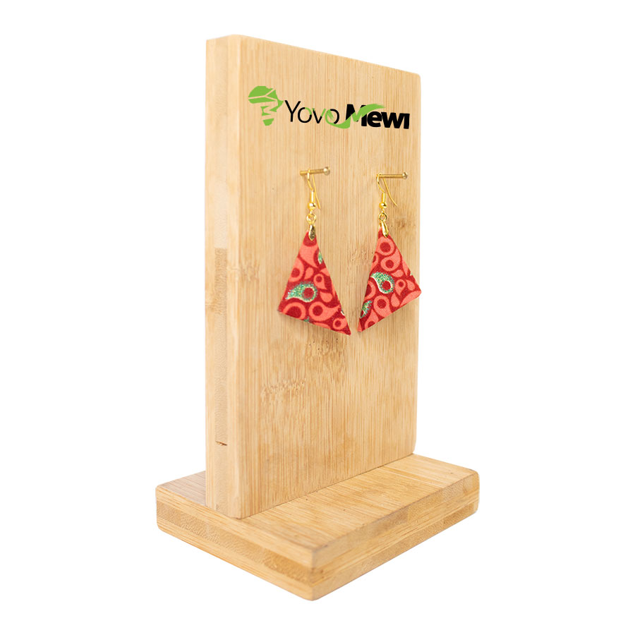 Boucles d'oreilles en tissu wax rose , forme triangle, bijoux wax  n.122