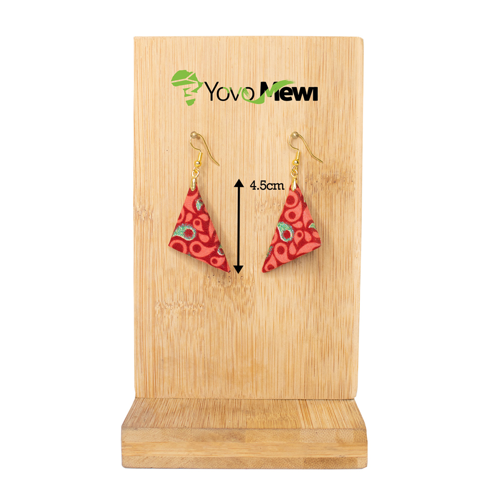 Boucles d'oreilles en tissu wax rose , forme triangle, bijoux wax  n.122