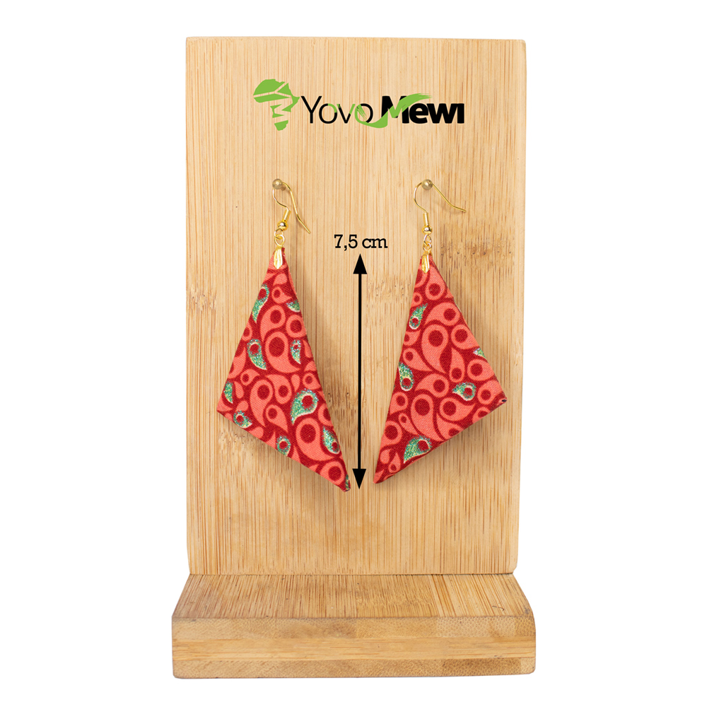 Boucles d'oreilles en tissu wax rose , forme triangle, bijoux wax  n.122