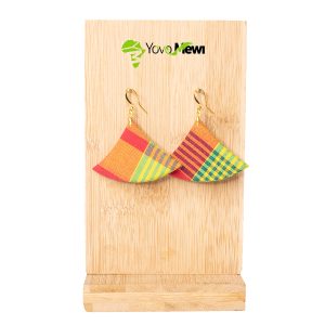 Boucles d'oreilles éventail, tissu madras orange rose jaune ,bijoux madras n.201 (Copie)