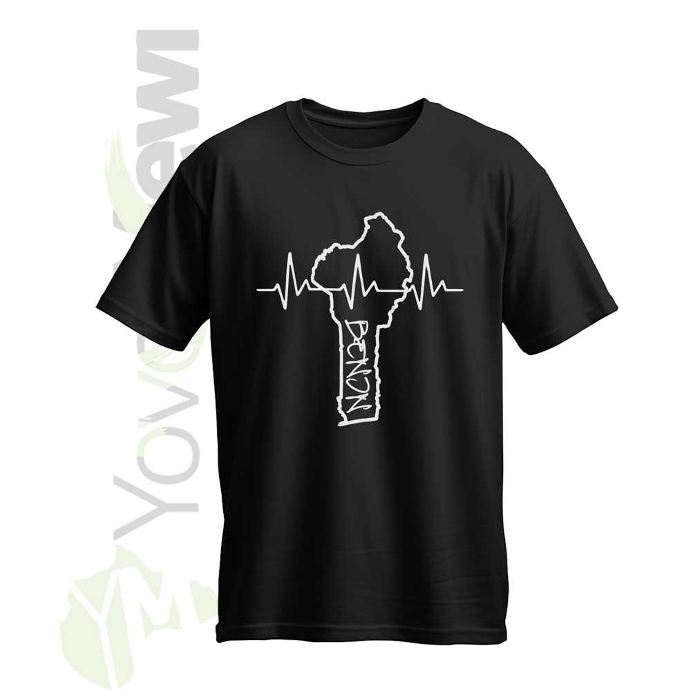 Tee-shirt  carte du  Bénin, T-shirt Bénin, 100% coton, t-shirt taille mixte, flocage blanc
